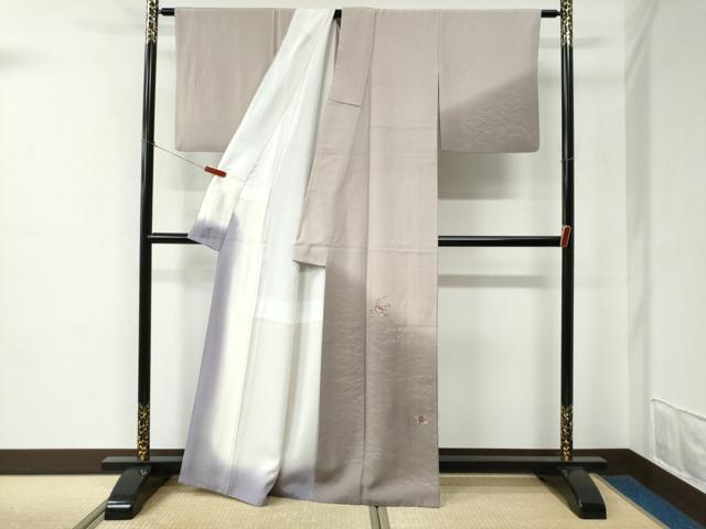 平和屋着物●訪問着　刺繍　芝草枝花文　暈し染め　金銀彩　正絹　逸品　CABE2143yc