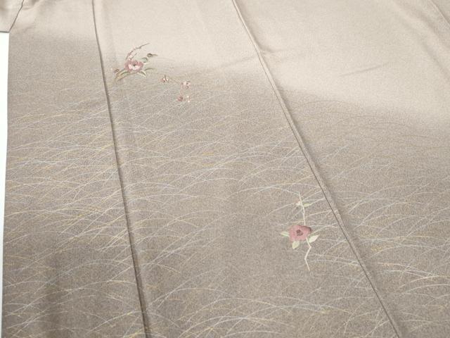 平和屋着物●訪問着　刺繍　芝草枝花文　暈し染め　金銀彩　正絹　逸品　CABE2143yc