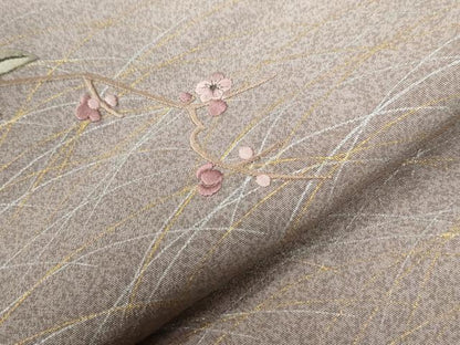 平和屋着物●訪問着　刺繍　芝草枝花文　暈し染め　金銀彩　正絹　逸品　CABE2143yc