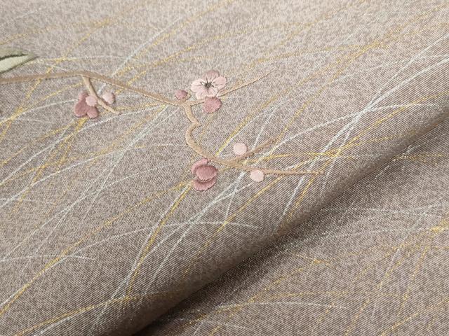平和屋着物●訪問着　刺繍　芝草枝花文　暈し染め　金銀彩　正絹　逸品　CABE2143yc