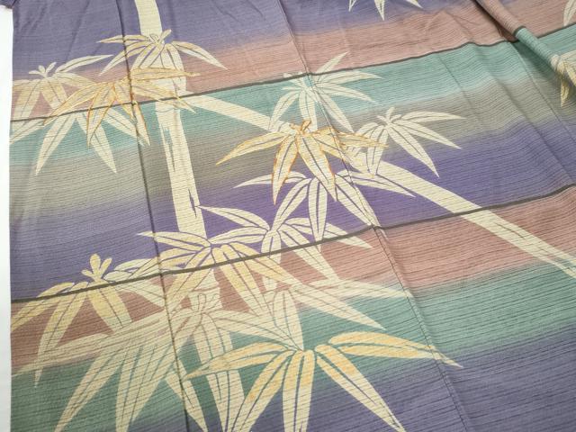 平和屋着物●訪問着　駒刺繍　笹竹文　暈し染め　金彩　ロング丈　正絹　逸品　CABE2148yc