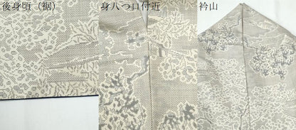 平和屋着物●本場大島紬　白大島　9マルキ　枝垂れ柳草花文　正絹　逸品　CABE2152yc