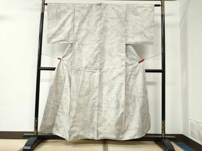 平和屋着物●本場大島紬　白大島　9マルキ　枝垂れ柳草花文　正絹　逸品　CABE2152yc