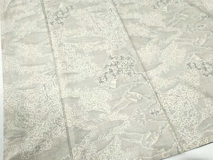 平和屋着物●本場大島紬　白大島　9マルキ　枝垂れ柳草花文　正絹　逸品　CABE2152yc