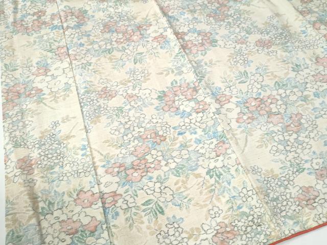 平和屋着物●小千谷紬　枝花文　正絹　逸品　CABE2156yc
