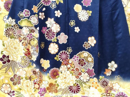 平和屋着物●豪華振袖　刺繍　雪輪牡丹毬吉祥花文　暈し染め　金彩　正絹　逸品　CABE2159yc