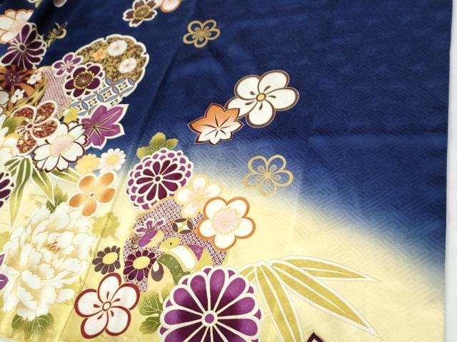 平和屋着物●豪華振袖　刺繍　雪輪牡丹毬吉祥花文　暈し染め　金彩　正絹　逸品　CABE2159yc