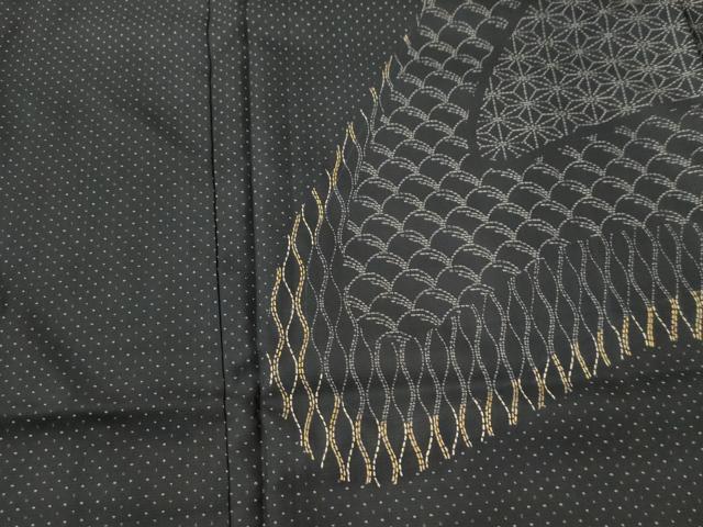平和屋着物●二代目 川村久太郎　訪問着　本場染大島紬　刺繍　刺し子　道長吉祥文　正絹　逸品　CABE2161yc