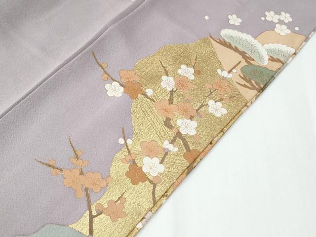 平和屋着物●色留訪問着　作家物　駒刺繍　浜松鴛鴦御所車花文　金彩　ロング丈　正絹　逸品　CABE2163yc