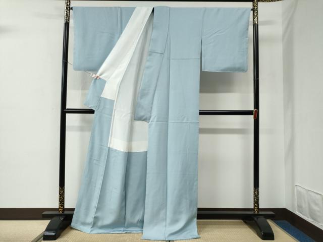 平和屋着物●上質な色無地　水色　ロング丈　正絹　逸品　未使用　CABE2165yc