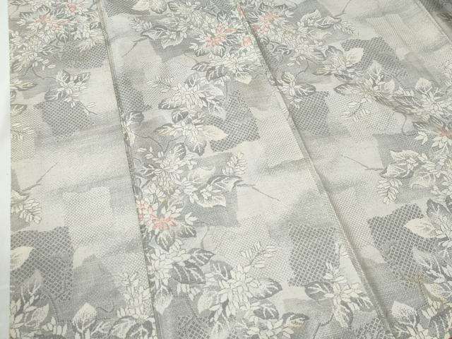 平和屋着物●本場大島紬　白大島　9マルキ　破れ色紙枝花文　正絹　逸品　CABE2179yc