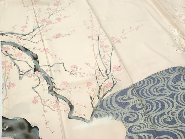 平和屋着物●訪問着　流水枝梅文　金彩　正絹　逸品　未使用　CABE2180yc