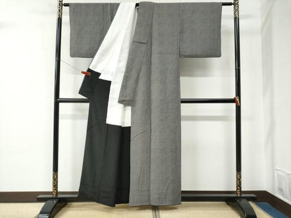 平和屋着物●江戸小紋　鮫小紋柄　黒地　正絹　逸品　CABE2183yc
