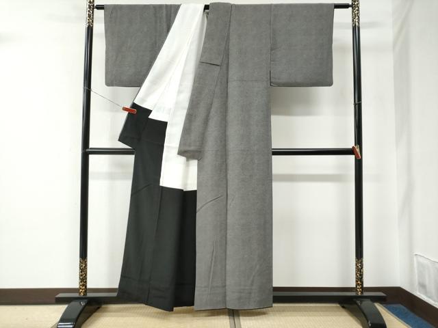 平和屋着物●江戸小紋　鮫小紋柄　黒地　正絹　逸品　CABE2183yc