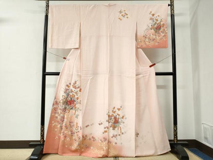 平和屋着物●訪問着　流水網目花蝶文　暈し染め　金彩　正絹　逸品　CABE2190yc