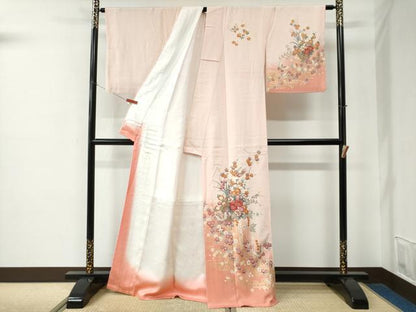 平和屋着物●訪問着　流水網目花蝶文　暈し染め　金彩　正絹　逸品　CABE2190yc