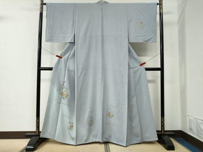 平和屋着物●訪問着　扇面破れ色紙草花文　暈し染め　金彩　正絹　逸品　CABE2195yc