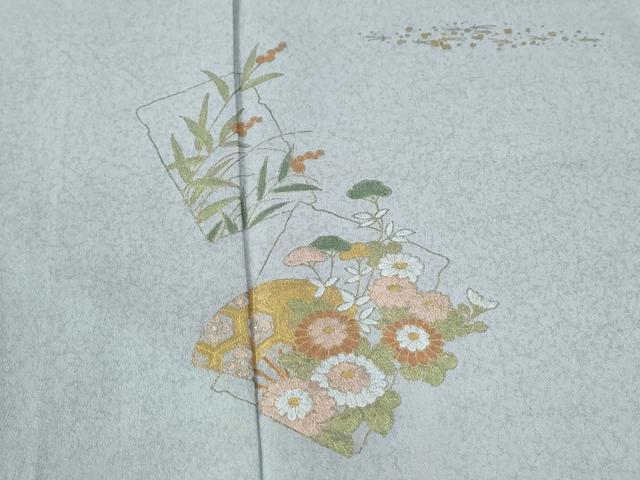 平和屋着物●訪問着　扇面破れ色紙草花文　暈し染め　金彩　正絹　逸品　CABE2195yc