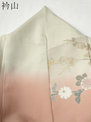 平和屋着物●十日町友禅作家　松雨　訪問着　枝花文　暈し染め　金銀彩　正絹　逸品　CABE2200yc