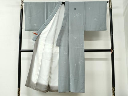 平和屋着物●男性　小紋　絞り　草花丸文　正絹　逸品　CABE2201yc