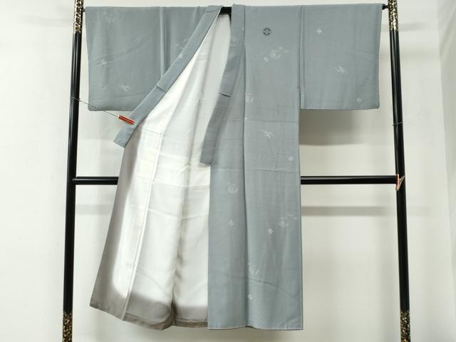 平和屋着物●男性　小紋　絞り　草花丸文　正絹　逸品　CABE2201yc