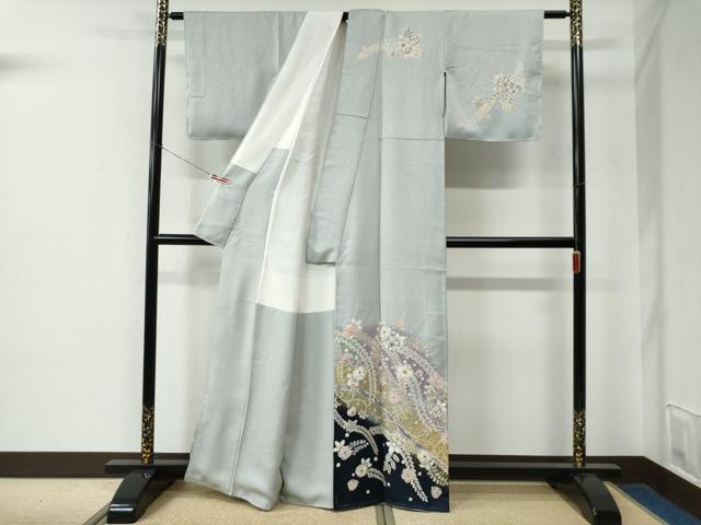 平和屋着物●訪問着　作家物　辻が花　絞り　暈し染め　銀通し地　正絹　逸品　未使用　CABE2207yc