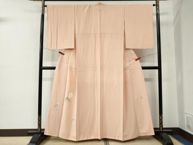 平和屋着物●京加賀友禅　百貫達雄　色無地　枝花文　正絹　逸品　CABE2208yc