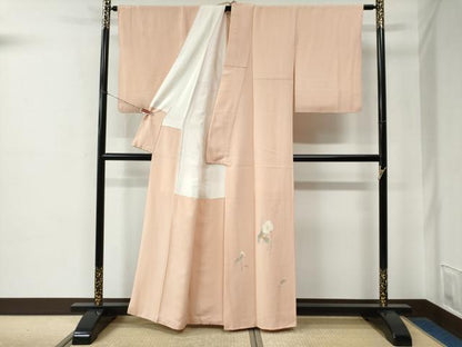 平和屋着物●京加賀友禅　百貫達雄　色無地　枝花文　正絹　逸品　CABE2208yc