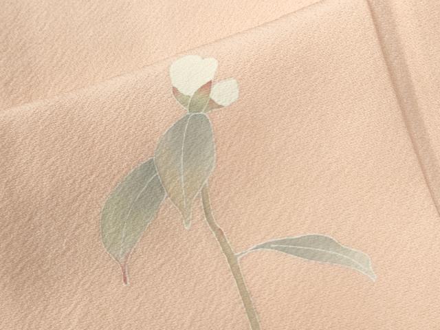 平和屋着物●京加賀友禅　百貫達雄　色無地　枝花文　正絹　逸品　CABE2208yc
