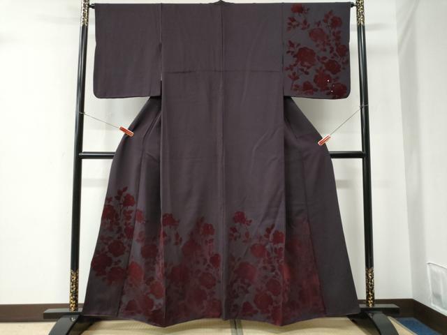 平和屋着物●訪問着　ベロア　枝花文　ラインストーン　正絹　逸品　CABE2209yc