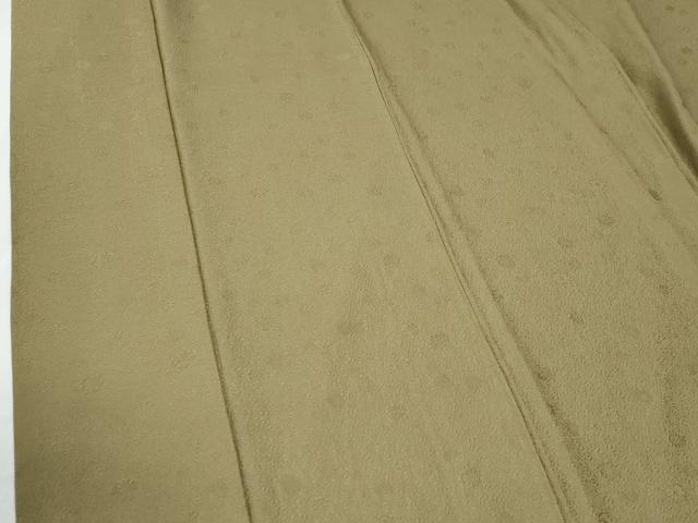 平和屋着物●上質な色無地　菊尽くし地紋　黄海松茶色　正絹　逸品　CABE2210yc