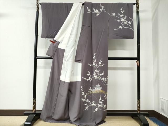 平和屋着物●訪問着　作家物　遠山風景枝花文　金彩　正絹　逸品　CABE2211yc