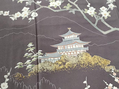 平和屋着物●訪問着　作家物　遠山風景枝花文　金彩　正絹　逸品　CABE2211yc