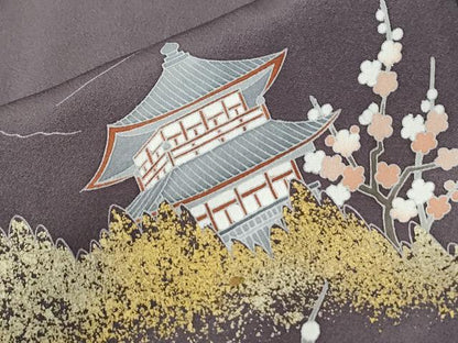 平和屋着物●訪問着　作家物　遠山風景枝花文　金彩　正絹　逸品　CABE2211yc