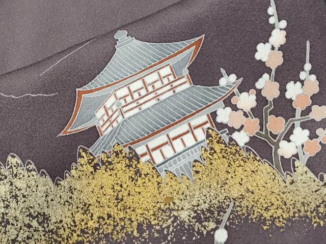 平和屋着物●訪問着　作家物　遠山風景枝花文　金彩　正絹　逸品　CABE2211yc