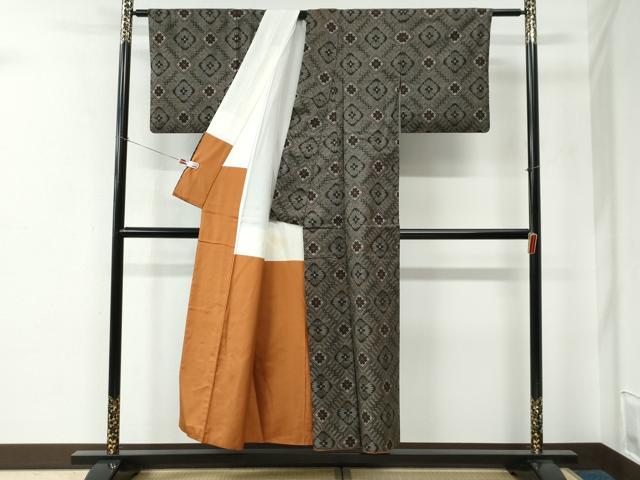 平和屋着物●本場大島紬　龍郷絣　正絹　逸品　CABE2212yc
