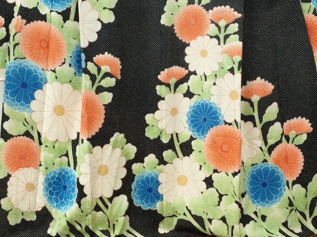 平和屋着物●名門　藤娘きぬたや・総絞り　振袖　枝菊文　黒地　正絹　逸品　CABE2213yc