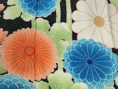 平和屋着物●名門　藤娘きぬたや・総絞り　振袖　枝菊文　黒地　正絹　逸品　CABE2213yc