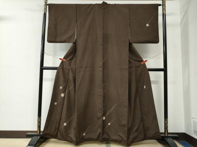 平和屋着物●訪問着　紬地　作家物　雪の結晶　正絹　逸品　CABE2215yc
