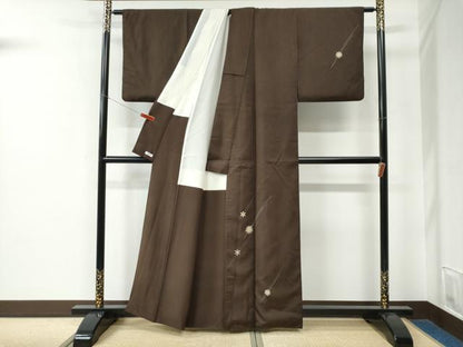 平和屋着物●訪問着　紬地　作家物　雪の結晶　正絹　逸品　CABE2215yc