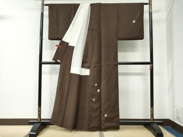 平和屋着物●訪問着　紬地　作家物　雪の結晶　正絹　逸品　CABE2215yc