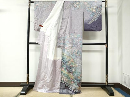 平和屋着物●訪問着　辻が花　絞り　暈し染め　正絹　逸品　CABE2221yc