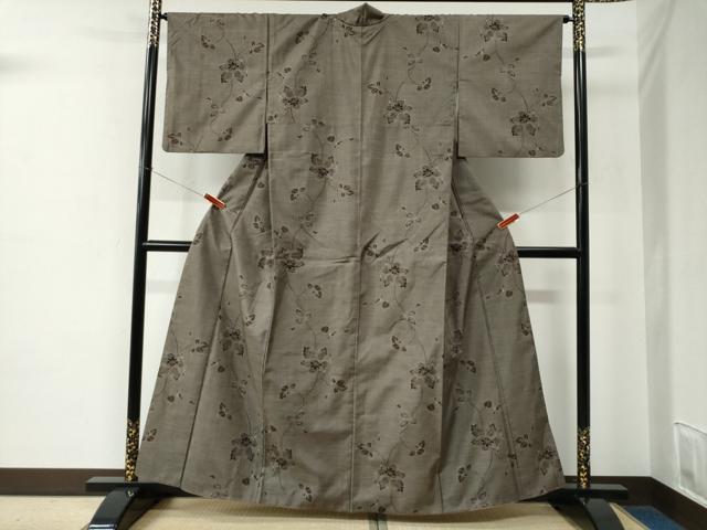 平和屋着物●本場大島紬　9マルキ　蔦の葉花文　正絹　逸品　CABE2222yc