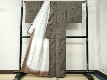 平和屋着物●本場大島紬　9マルキ　蔦の葉花文　正絹　逸品　CABE2222yc