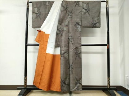 平和屋着物●本場大島紬　9マルキ　草花文　正絹　逸品　CABE2223yc