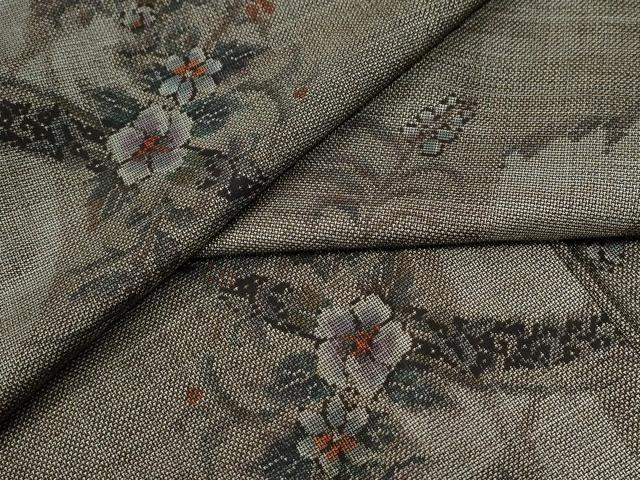 平和屋着物●本場大島紬　9マルキ　草花文　正絹　逸品　CABE2223yc