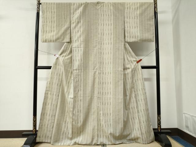 平和屋着物●ぜんまい紬　縞　正絹　逸品　CABE2226yc