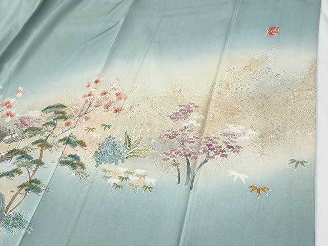 平和屋着物●豪華色留袖　作家物　松竹梅風景文　暈し染め　金糸　正絹　逸品　CABE2233yc