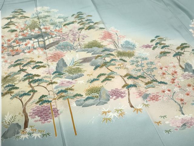平和屋着物●豪華色留袖　作家物　松竹梅風景文　暈し染め　金糸　正絹　逸品　CABE2233yc