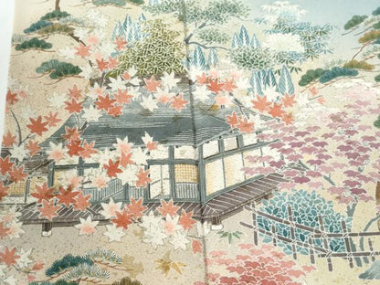 平和屋着物●豪華色留袖　作家物　松竹梅風景文　暈し染め　金糸　正絹　逸品　CABE2233yc